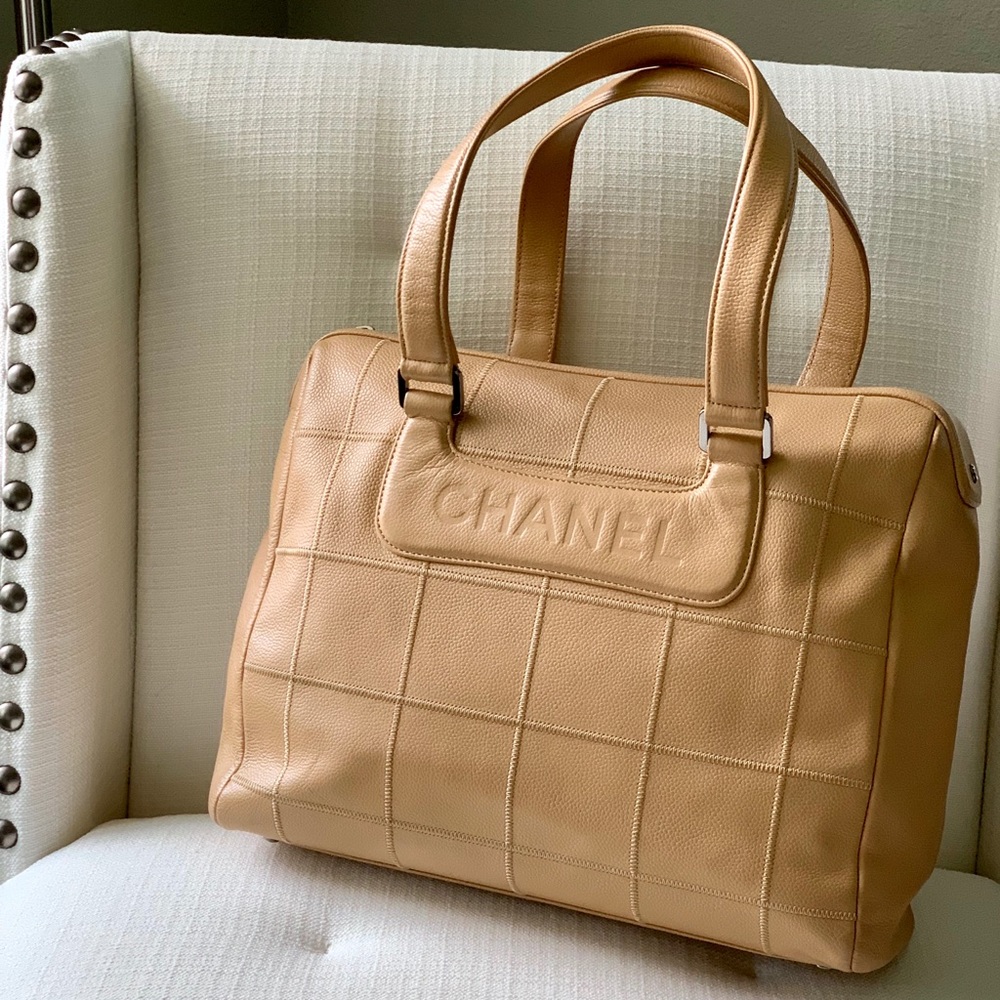 Chanel Beige Cream Chocolate Bar Handbag